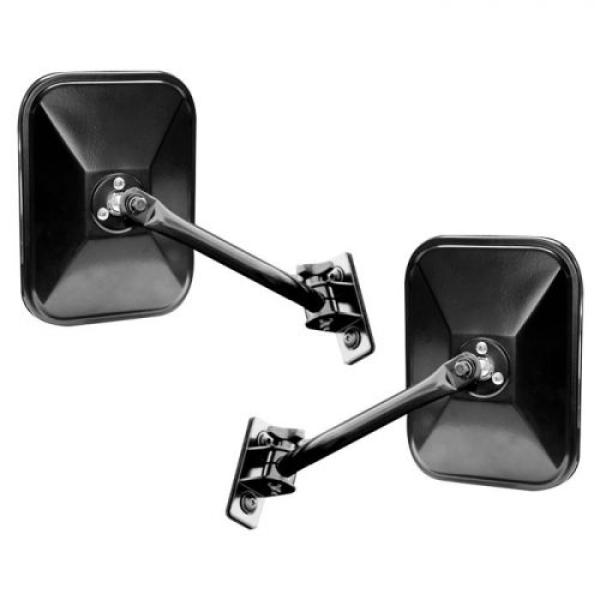 QUICK RELEASE MIRRORS PAIR BLACK RECTANGULAR 97-16 JEEP WRANGLER TJ TJL JK & UNLIMITED