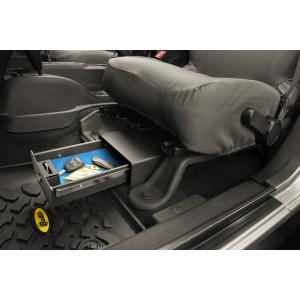 Locking Under Seat Storage Box in Textured Blackfor 07-10 Jeep Wrangler and 07-18 Wrangler Unlimited JK Driver Side