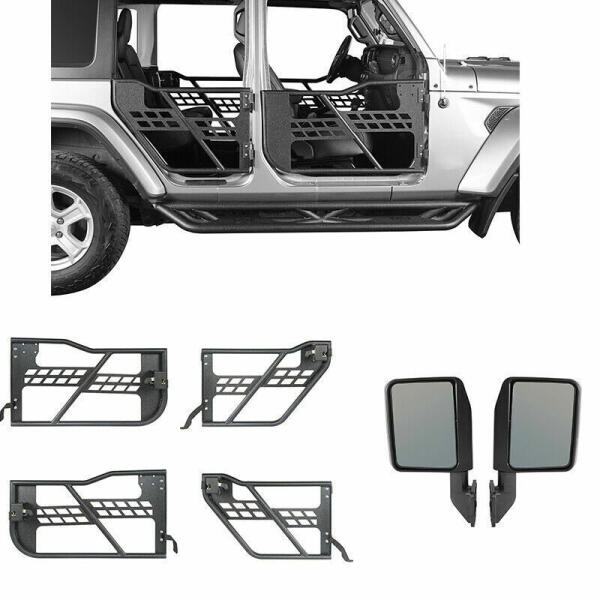 Tube Doors Set with Mirrors for Jeep Wrangler JK 2007-2018 4 Door - Image 2