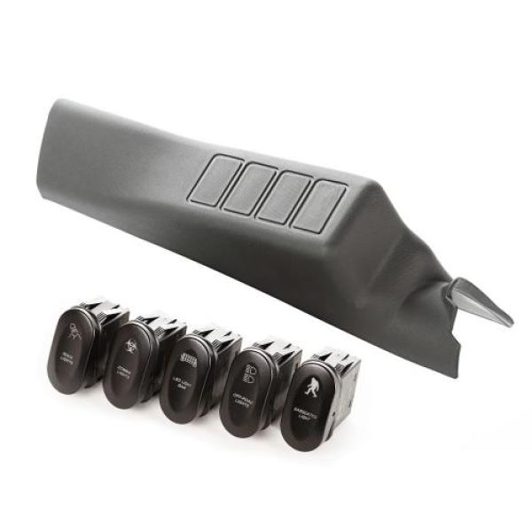 Etched A-Pillar 4 Switch Pod Kit Left Hand; 2011-2017 Jeep Wrangler JK - Rugged Ridge