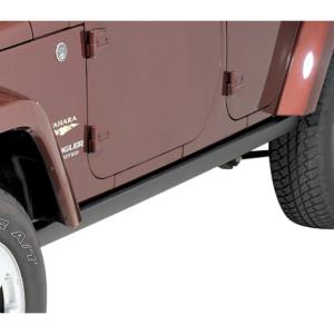 Production Rubicon Rock Railsin Satin Black for Jeep Wrangler JK Unlimited 2007-2018 4-Door