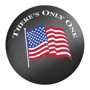 Tire Covers in Black Denim with American Flag "THERE'S ONLY ONE" for Jeep JK 2007-2018