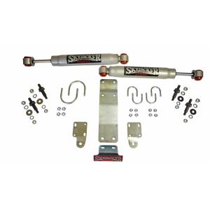 Steering Stabilizer; Dual Heavy Duty OEM; Silver; With Brackets; Set Of 2 For 07-18 Jeep Wrangler JK