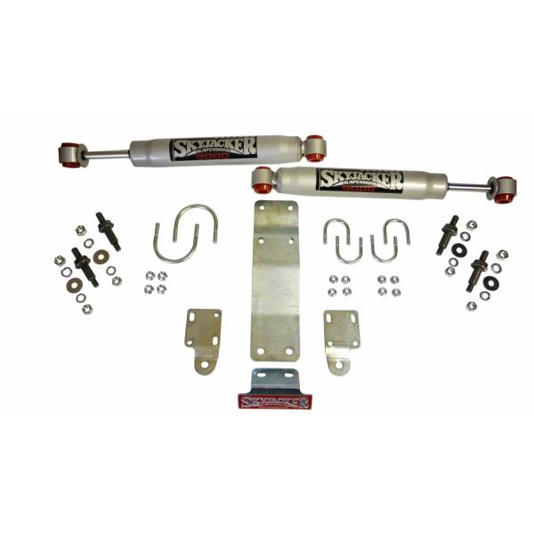 Steering Stabilizer; Dual Heavy Duty OEM; Silver; With Brackets; Set Of 2 For 07-18 Jeep Wrangler JK