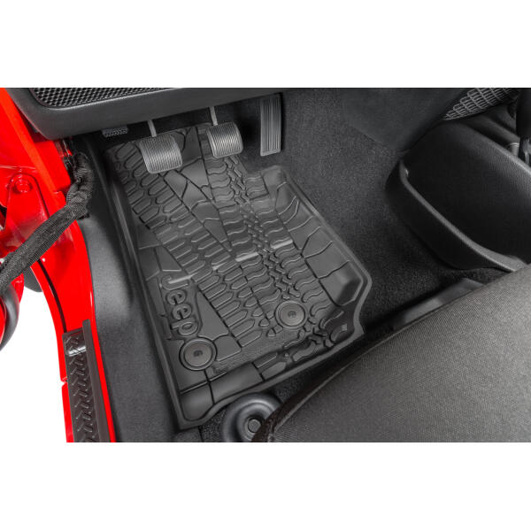Floor Slush Mats with Tire Tread Pattern for Jeep Wrangler JK 2014-2018 - Image 2