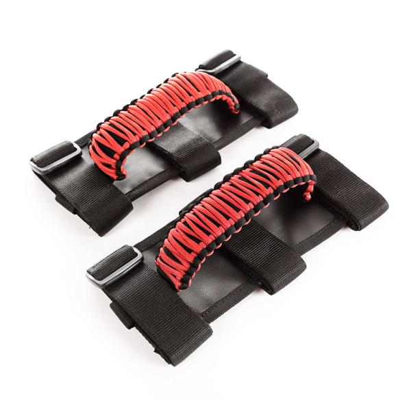 Paracord Grab Handles in Red for Jeep Wrangler and Gladiator JT 1997-2023