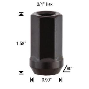 14X1.5 SPIKE NUT 3/4 HX BLK