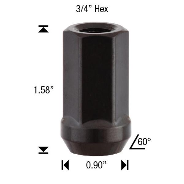 14X1.5 SPIKE NUT 3/4 HX BLK
