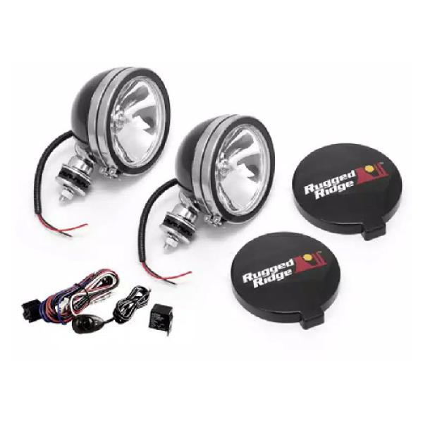 ROUND OFF-ROAD LIGHTS 6" 2 LIGHT KIT BLACK STEEL FOR JEEP WRANGLER JL 2018
