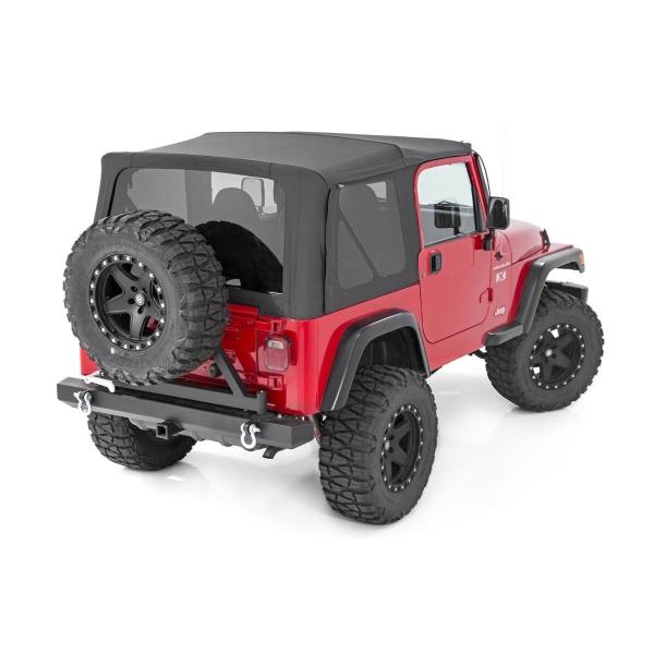 Replacement Soft Top in Black Denim with Upper Doors for Jeep Wrangler YJ 1988-1995