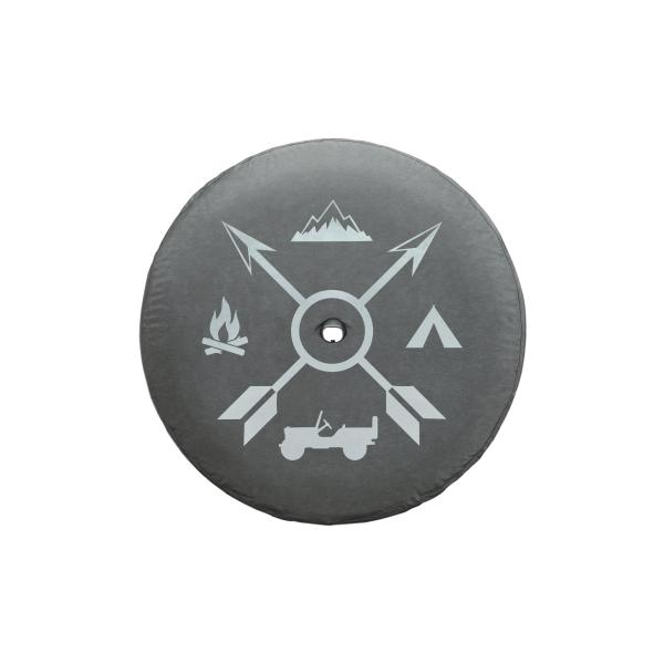 Spare Tire Cover with Camping Logo for Jeep Wrangler JL 2018-2025