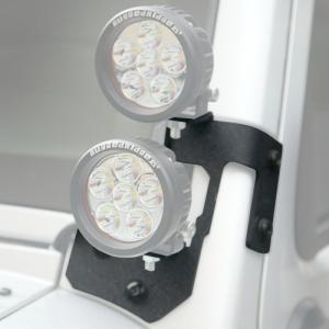 A-PILLAR DUAL LIGHT MOUNTS, TEXTURE BLACK - PAIR FOR JEEP JK 07-18