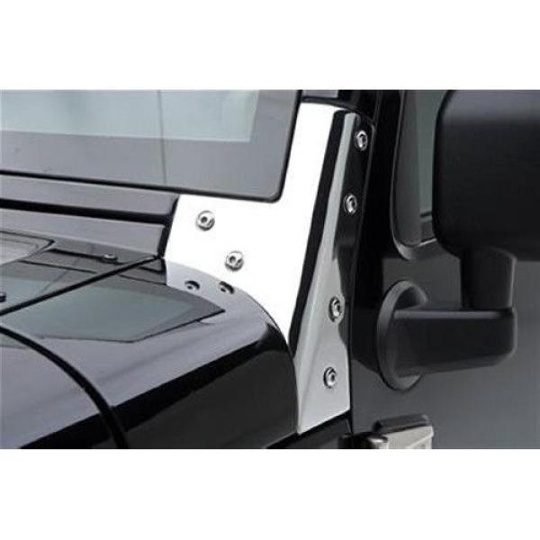 AMCO Windshield Hinge Bracket Set in Stainless Steel for 2007-2018 Jeep Wrangler JK