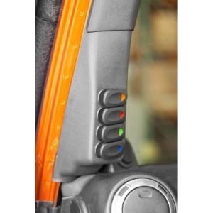 A-PILLAR 4 SWITCH POD KIT BLACK 11-16 JEEP WRANGLER JK LHD