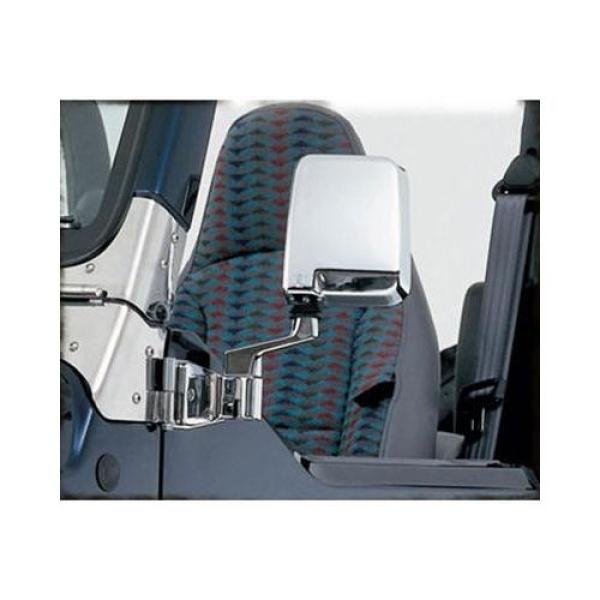 AMCO Side Mirrors in Chrome For 1987-2006 Jeep Wrangler YJ & TJ for Factory Half Doors & 1994-2006