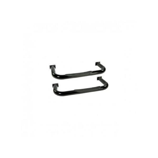 3-INCH ROUND TUBE SIDE STEPS BLACK 76-83 JEEP CJ5