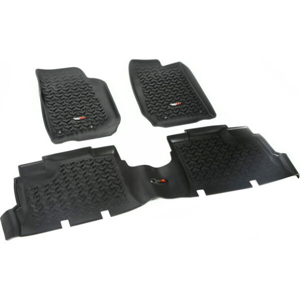 Front and Rear Floor Liner Kit in Black for Jeep Wrangler JK 2007-2018 Unlimited 4-Door