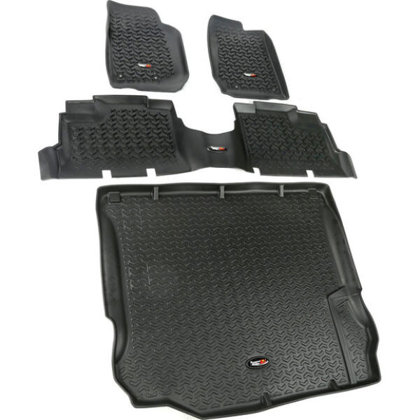 4 Piece Floor Liner Kit in Black for Jeep Wrangler JK 2011-2018 Unlimited 4-Door