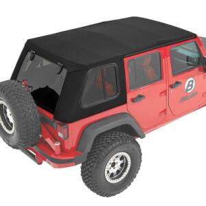 Trektop Pro Hybrid Soft Top W/ Removable Tinted Glass Windows Black Twill; 2007-2017 Jeep Wrangler JK (4 Door) - Bestop