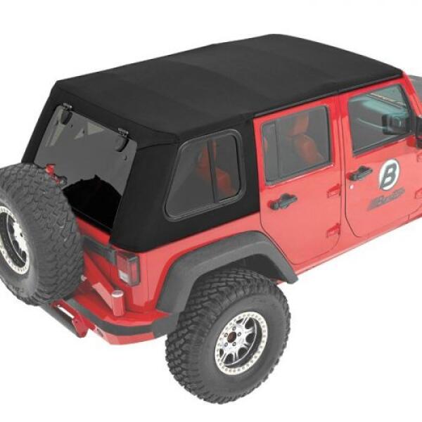 Trektop Pro Hybrid Soft Top W/ Removable Tinted Glass Windows Black Twill; 2007-2017 Jeep Wrangler JK (4 Door) - Bestop