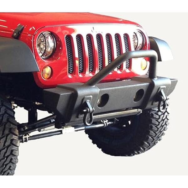 Front Stubby Recovery Bumper in Matte Black for Jeep Wrangler JL, JK 2007-2024 and Gladiator JT - Image 2