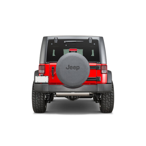 Deluxe Anti-Theft Spare Tire Covers Black Denin for Jeep JK 2007-2018 - P255/75R17 with Black Jeep Logo - Image 2