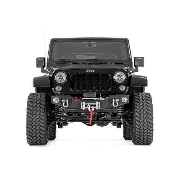 Hybrid Stubby Front Winch Bumper with Fog Light Mounts for Jeep Wrangler JK 2007-2018 - Image 4