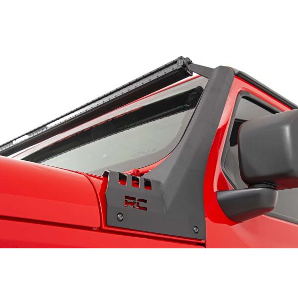 Jeep 50-inch Straight LED Light Bar Upper Windshield Kit w, Dual-Row Black Series LED Amber DRL 2020-2022 Gladiator JT, 2018-2022 Wrangler JL - Image 4