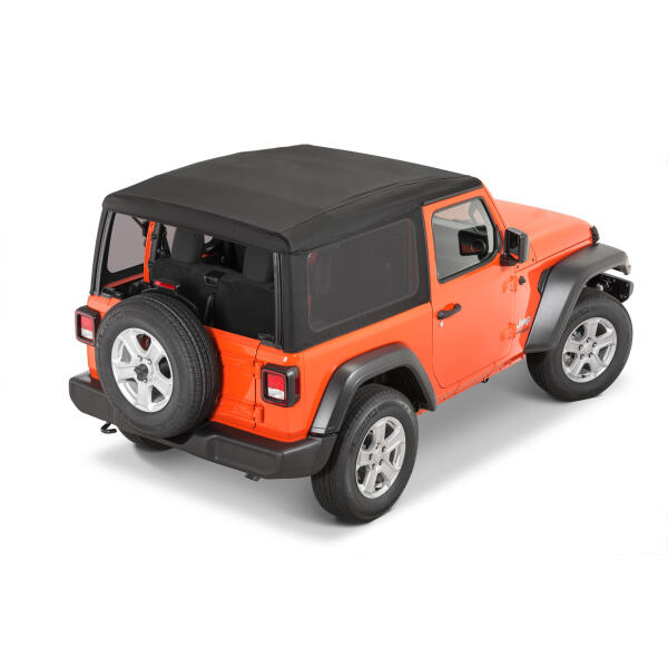 Black Twill Soft Top Kit with Clear Windows for Jeep Wrangler JL 2018-2025 2-Door - Image 2