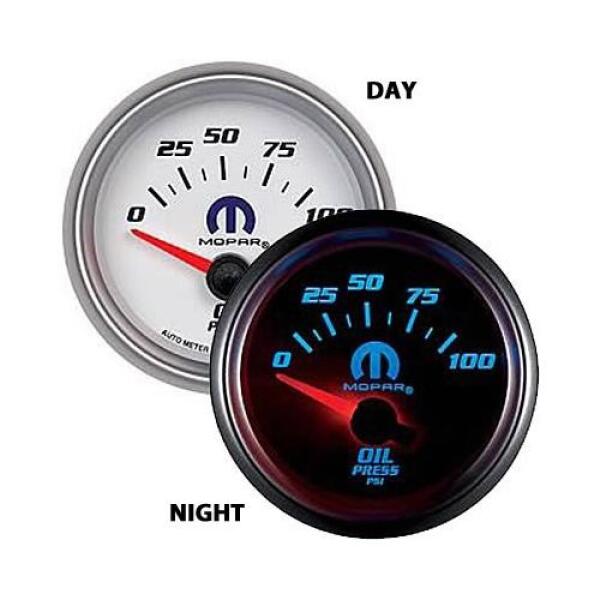 Oil Pressure Gauge Short Sweep Electronic 2 1/16" White Dial 0-100 PSI Range