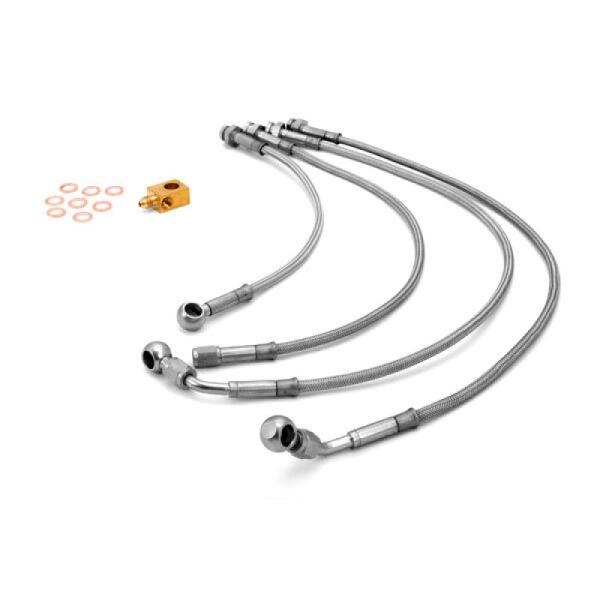 BRAKE HOSE KIT, FRONT and REAR - BRAIDED STAINLESS STEEL FOR JEEP JK 07-18