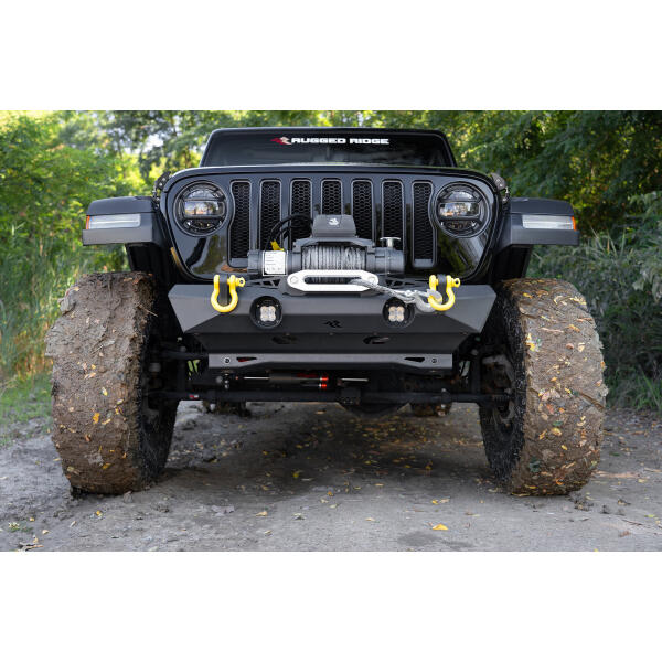 XOR Front Stubby Bumper for Jeep Wrangler JK, JL 2007-2024 and Gladiator JT with Skid Plate - Image 3