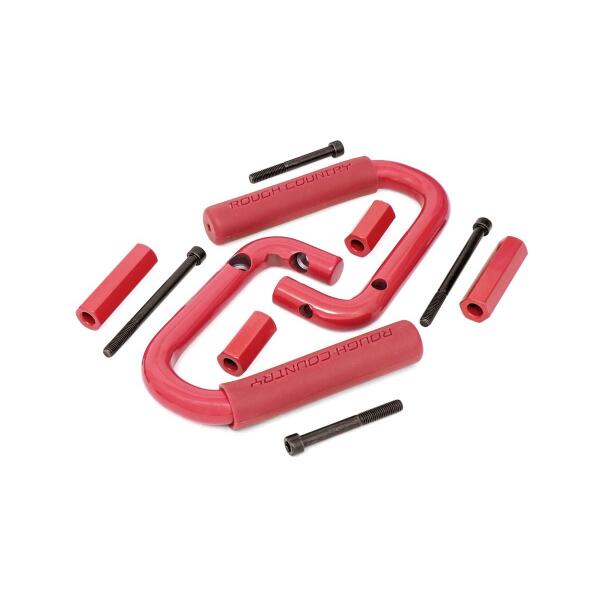 Solid Steel Front Grab Handles in Red for Jeep Wrangler JK 2007-2018