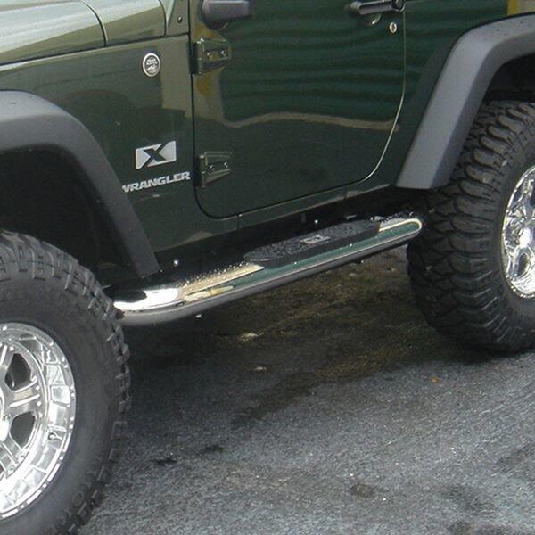 4-Inch Round Stainless Steel Side Steps for Jeep Wrangler JK 2007-2018 2 Door