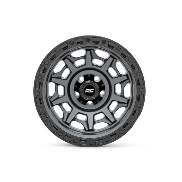 Rough Country 85 Series Wheel Simulated Beadlock Gunmetal Gray, Black 17x9 5x4.5 -12mm - Image 3