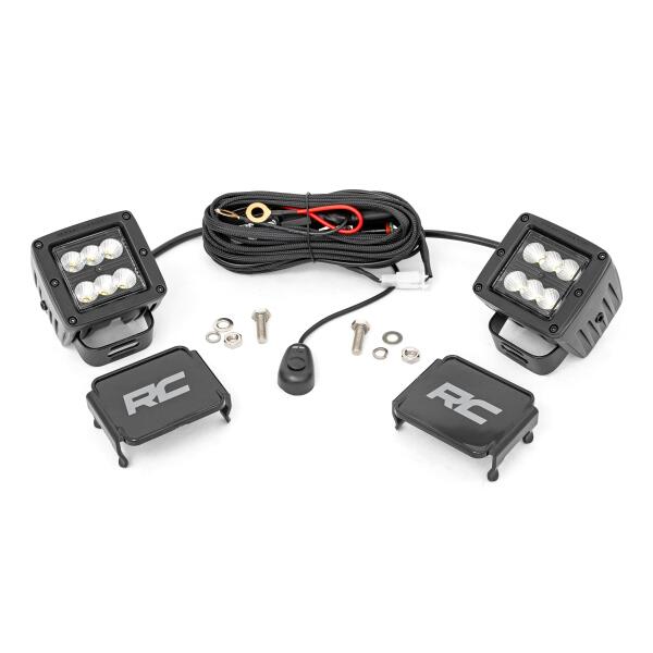2-INCH SQUARE CREE LED LIGHTS - (PAIR | BLACK SERIES, FLOOD BEAM)