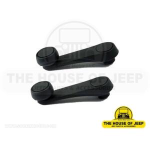 BLACK WINDOW HANDLE 1992-1995 Jeep Wrangler YJ  LH & RH (PAIR)