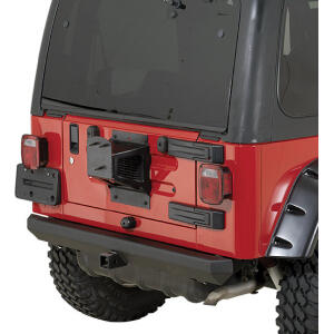 Classic Rock Bumper Rear with 2" Receiver in Textured Black for Jeep Wrangler YJ and TJ 1987-2006