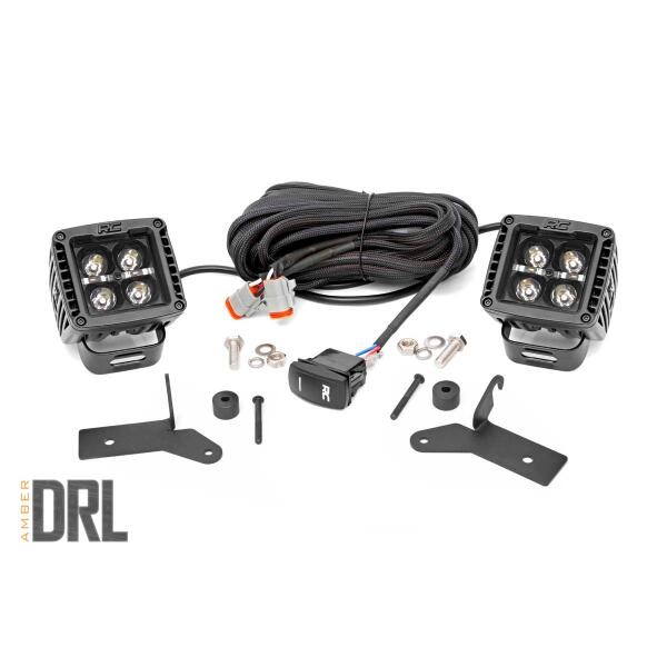2" Mount LED Light Kit Black Series w/ Amber DRL for Jeep Gladiator JT and Wrangler JL 2018-2025