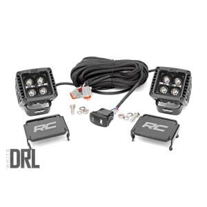2" Square Cree LED Lights Black Series Pair White DRL