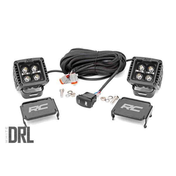 2" Square Cree LED Lights Black Series Pair White DRL