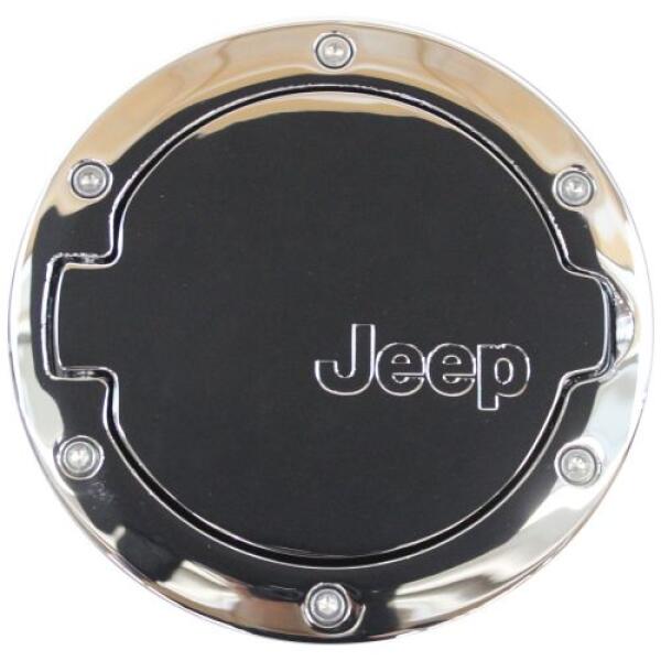 FUEL GAS CAP DOOR COVER WITH JEEP LOGO CHROME JEEP WRANGLER JK 4 DOOR