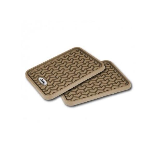 REAR FLOOR LINERS TAN W/ JEEP LOGO UNIVERSAL