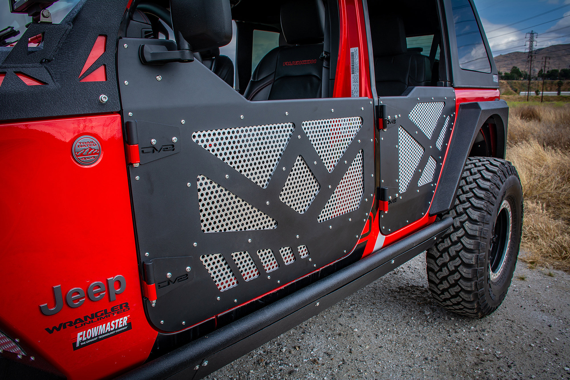 Aluminum Half Doors with Screens Rear Pair for Jeep Wrangler JL Unlimited and Gladiator JT 2018-2025 - Image 2