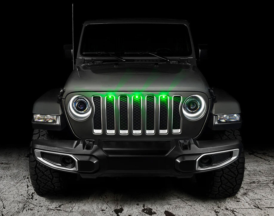 pre-runner style led grill light kit in green