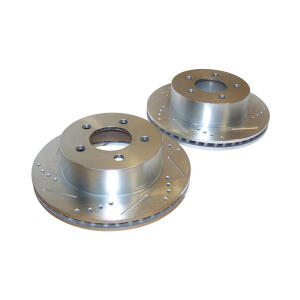 Drilled and Slotted Front Brake Rotor Set for 99-06 Jeep Wrangler TJ, Unlimited and Cherokee XJ