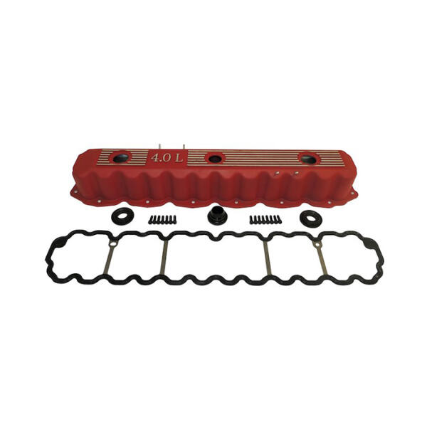 Aluminum Valve Cover Kit in Red for 93-04 Jeep Wrangler YJ and TJ 93-01 Cherokee XJ and 93-04 Grand Cherokee ZJ and WJ