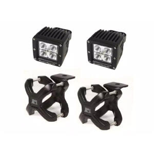 SMALL 3" SQUARE LED LIGHTS WITH SMOOTH BLACK X-CLAMPS - 2 SETS - KIT