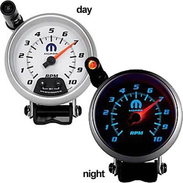 Tachometer Pedestal Mount with Shift Light Full Sweep Electronic 3 3/8" White Dial 0-10,000 RPM - Mopar