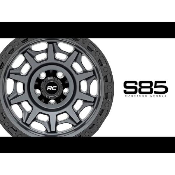 Rough Country 85 Series Wheel Simulated Beadlock Gunmetal Gray, Black 17x9 5x5 -12mm - Image 2